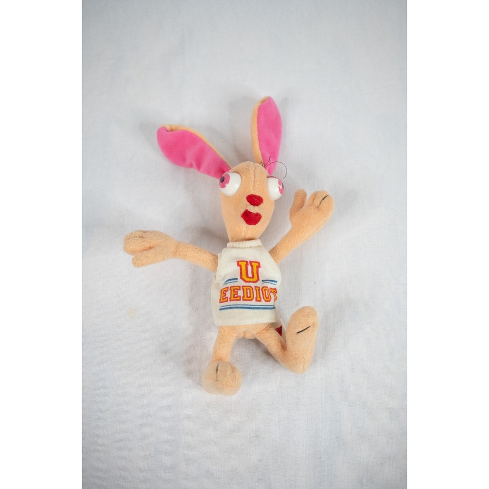 Vintage Dakin 1996 Ren & Stimpy "U‎ Eediot" plush toy 8" doll